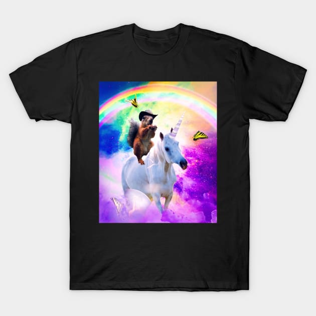 Cowboy Squirrel Riding Unicorn T-Shirt by Random Galaxy